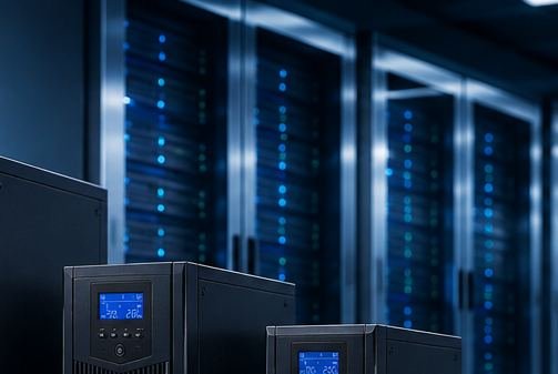 IT server racks protected by Mithronics online UPS systems